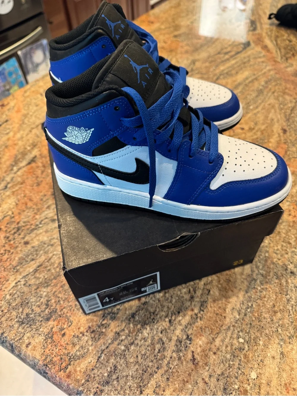 Nike Kids Blue White and Black High-Top Sneakers
